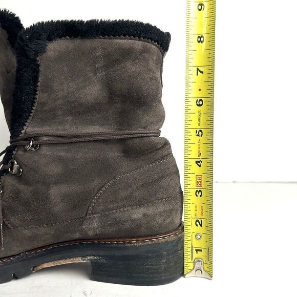 Stuart Weitzman Suede Faux Fur Lining Ankle Combat Lace Up Boots size 7 - Picture 15 of 16